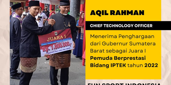Aqil Rahman Pemuda Terbaik Provinsi Sumatera Barat Terima Penghargaan Pemuda Berprestasi Bidang IPTEK 2022