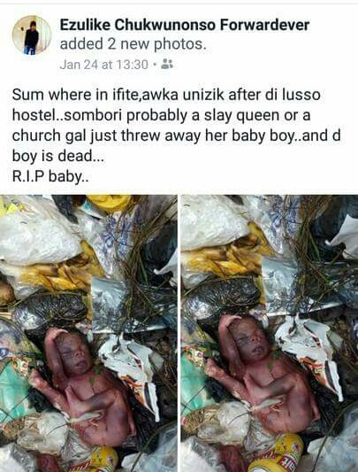 Graphic Photos: Body of newborn baby found dumped at refuse site around area populated by Nnamdi Azikiwe University students
