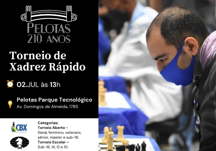 XADREZ EM PELOTAS : Torneio de Xadrez Rápido - Aberto e Escolar - PELOTAS  210 ANOS