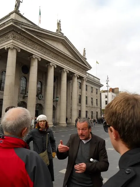 Lorcan conducting the 1916 Rebellion Walking Tour in Dublin in front of the GPO