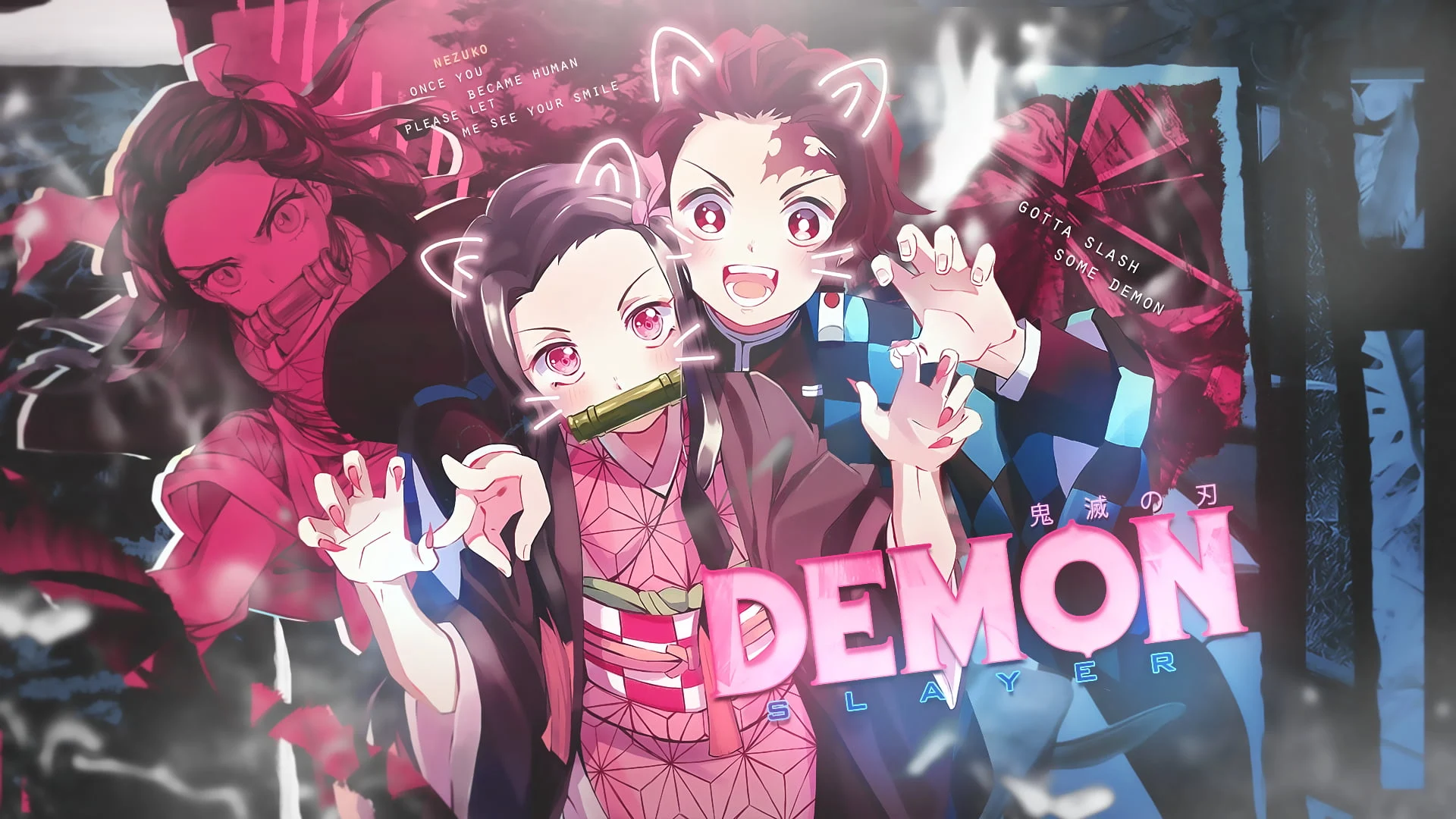 Cute Nezuko and Tanjiro Demon Slayer Wallpaper 4K