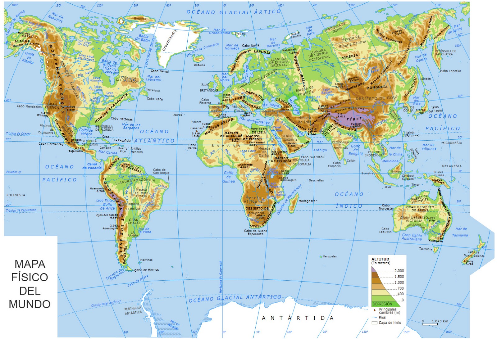 Resultado de imagen para relieve mundial mapa