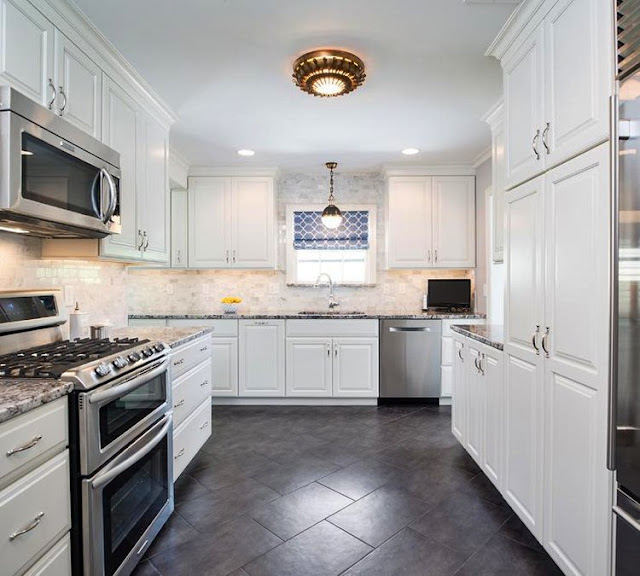 white-kitchen-cabinets-with-black-diagonal-floor