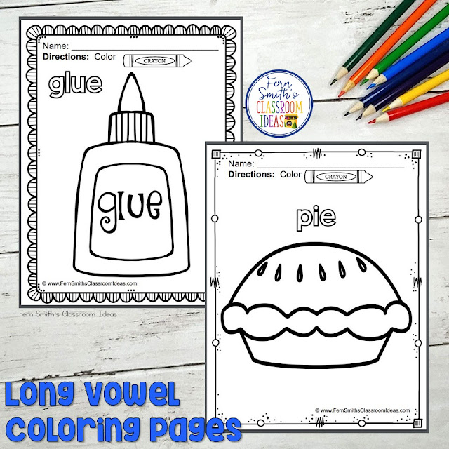 Your Students will ADORE this 70 Page Coloring Book for Long Vowels! Add it to your plans to compliment any Long Vowel Unit! 70 Coloring Pages #FernSmithsClassroomIdeas