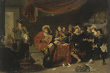 Merry Company by Simon de Vos - Genre Paintings from Hermitage Museum