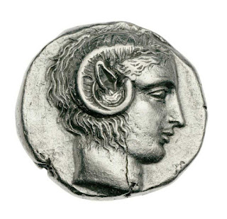 Stater of Metapontion with head of Apollo Karneios. Museum of Fine Arts, Boston