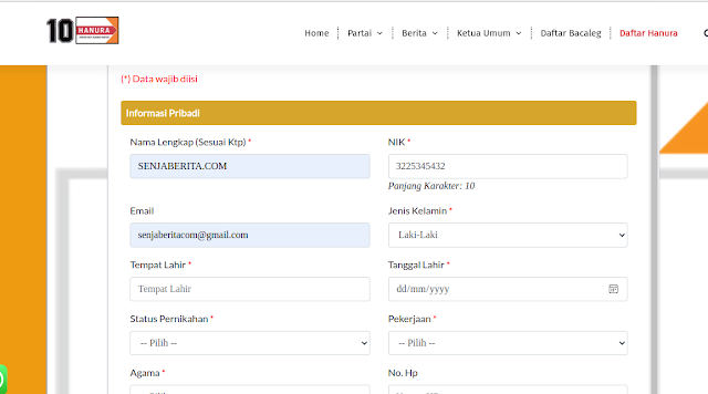 Formulir pendaftaran partai hanura