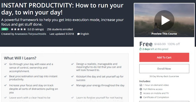 [100% Off] INSTANT PRODUCTIVITY: How to run your day, to win your day!| Worth 169,99$