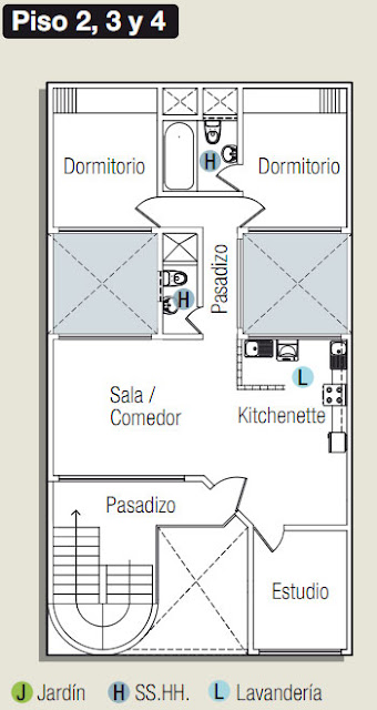 PLANOS DE CASA CON ESTUDIO OFICINA EN 120M2 via www.planosdecasas.bogspot.com