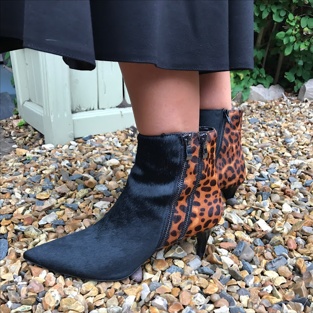 my midlife fashion, marks and spencer double zip kitten heel leopard print ankle boots