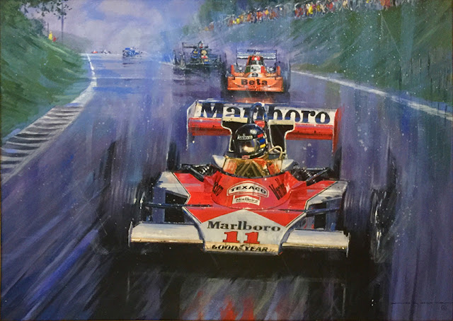 Grand Prix of Japan 1976 acrylic painting by Nicholas Watts, available at l'art et l'automobile.
