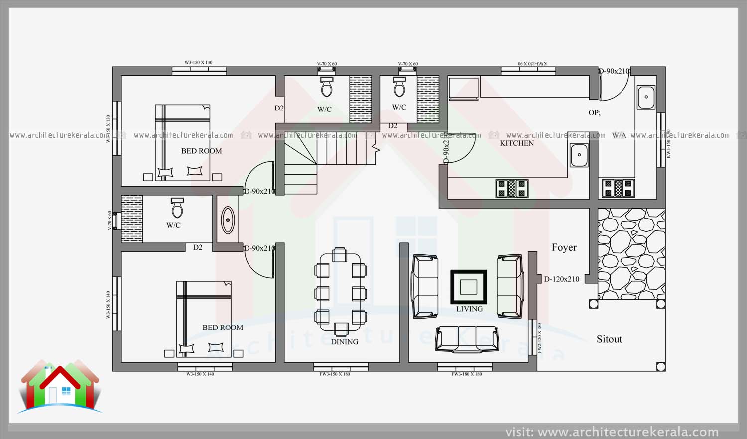 DOUBLE STORIED FOUR BEDROOM HOUSE PLAN AND ELEVATION