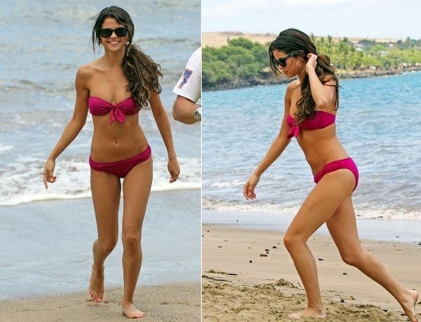 justin bieber selena gomez hawaii kissing. selena gomez bikini kissing