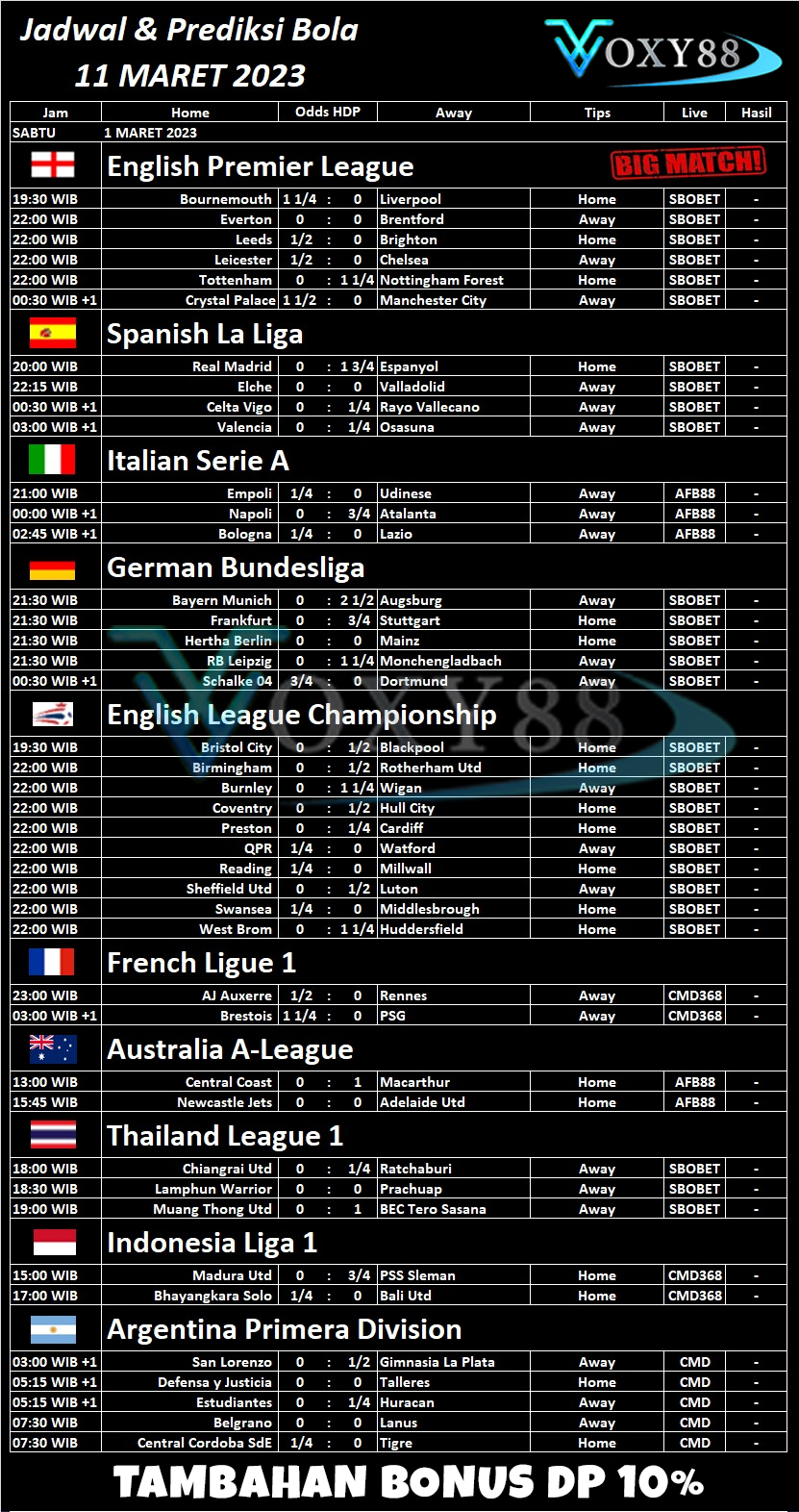 Jadwal bola hari ini