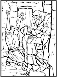 Jesus healing the blind man coloring page and people praising 
Christ for his miracle download free Christian pictures and religious 
wallpapers