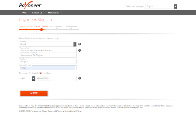 How to apply for payoneer master card from nepal