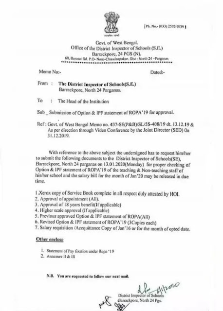 Submission of Option and IPF statement of ROPA-2019