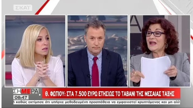 Θεανώ Φωτίου: «Μεσαία τάξη όσοι έχουν εισοδήματα 7.500 ευρώ τον χρόνο»