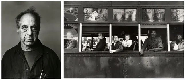 Robert Frank y una de sus fotografías del libro 'The Americans'