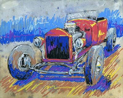 sketch paint pen acrylic hot rod Ford