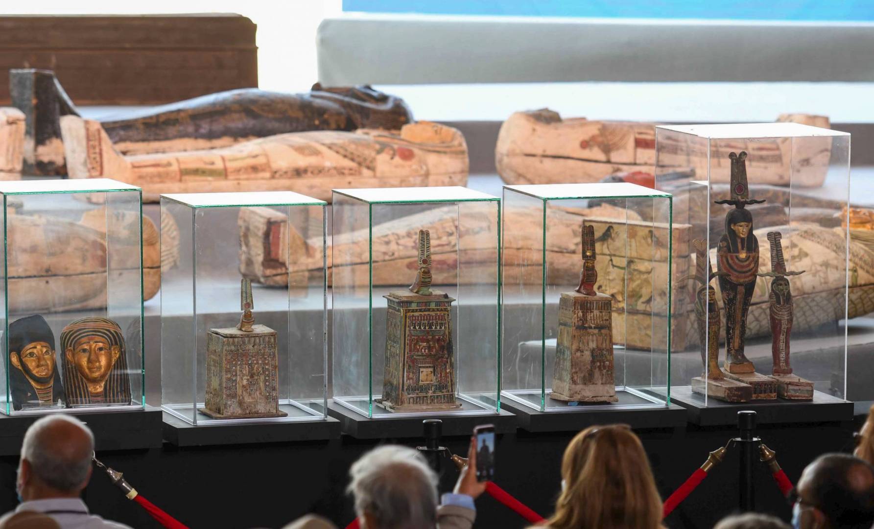 The Ministry of Antiquities announces a large archaeological discovery in the Saqqara region, Egypt.