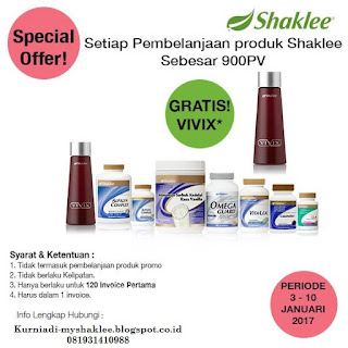 Gratis 1 botol vivix setiap pembelanjaan produk kesehatan shaklee