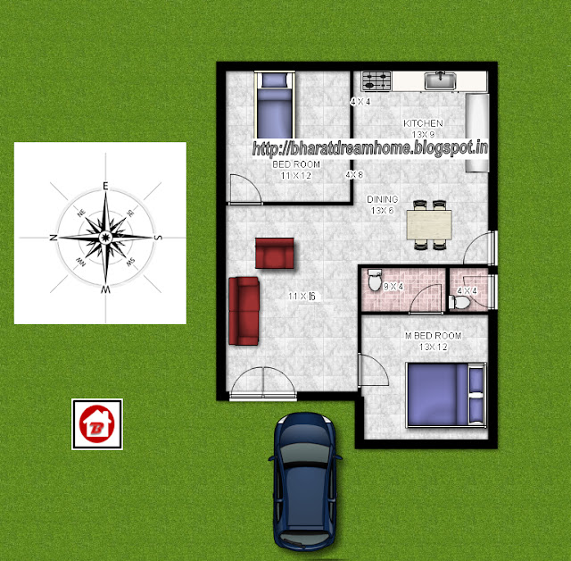 Bharat Dream Home  2 bedroom floorplan 700  sq  ft  west facing