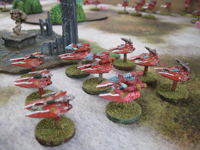 Frank's newly painted Eldar take to the field.