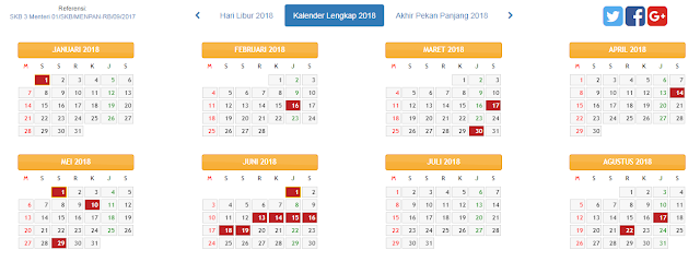 Download Kalender Tahun 2018 Disertai Libur dan Cuti Bersama 