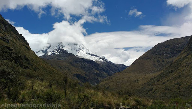 vista, nevado, pico, Huascaran