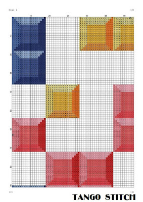 Block puzzle Pop Art geometric cross stitch pattern