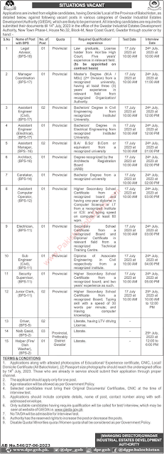 Gwadar Industrial Estate Development Authority Jobs 2023 - Apply Now!