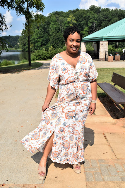 Kimono Floral Dress and Espadrille Wedges