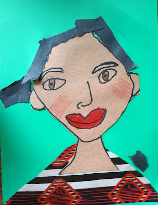 First grade self portraits, kids self portrait lesson, kinder self portraits