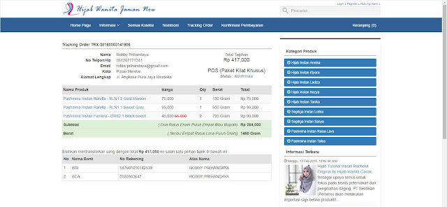 Toko Online Codeigniter (PHP 7) MySQL + Rajaongkir (POS, JNE, TIKI) + COD