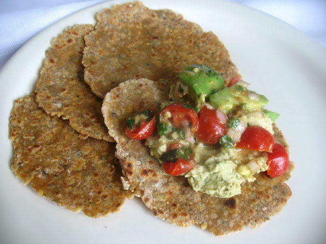 hummus with flatbreads and salsa