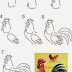 Learn to draw  a rooster for kids 