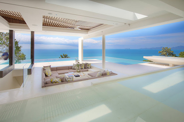 Picture of large terrace with sunken sofa and ocean views