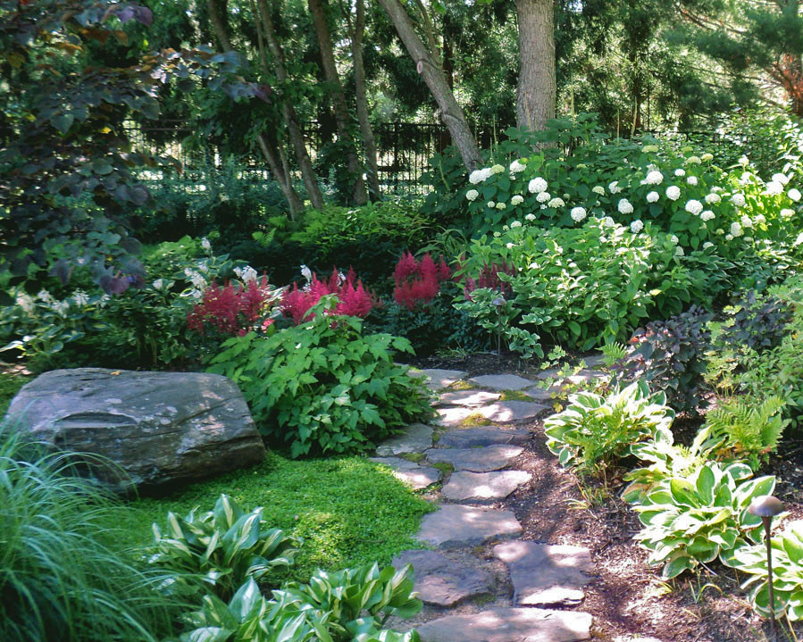 Shade garden with stone path (photo by Sisson Landscapes )