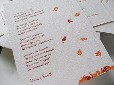 Falling leaves and an invitation poem by a lovely couple from New York