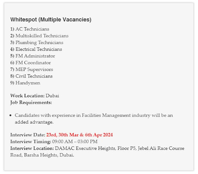 29 March 2024 - UAE Jobs Interviews From Tomorrow