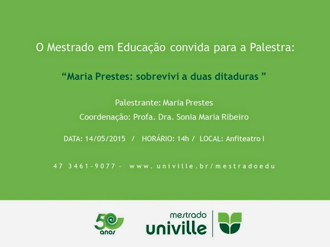 Convite: Palestra "Maria Prestes: sobrevivi a duas ditaduras"