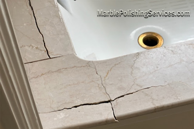 How do you fix a large crack in a marble countertop?