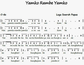 Not angka lagu E Yamko Rambe Yamko