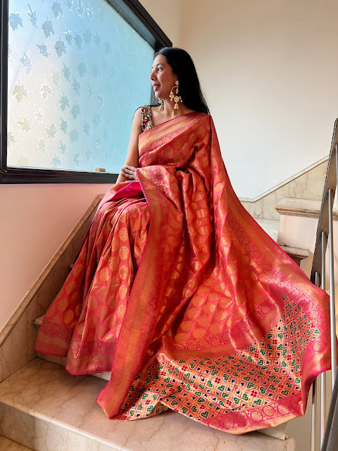 Banarasi saree with patola style pallu