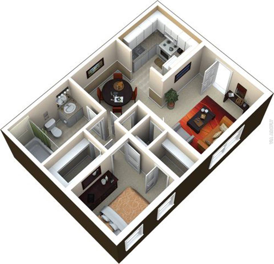  Gambar  Skema 3D Apartemen Minimalis  Dekorasi Rumah  Minimalis 