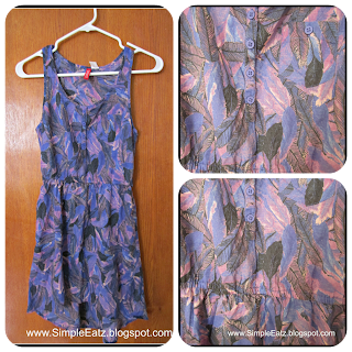 Dress. No sleeve. Knee Length. Purple, black, lavender colored feather design.