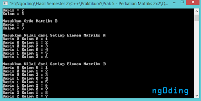 Program Operasi Matriks(Tambah, Kurang, Kali) dalam Bahasa Pemrograman C++