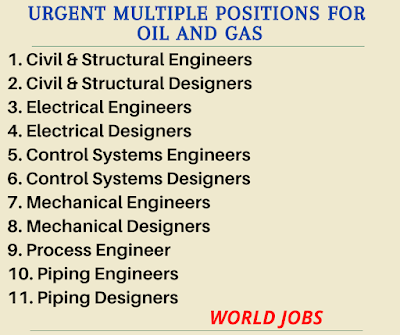 Urgent Multiple positions for oil and gas