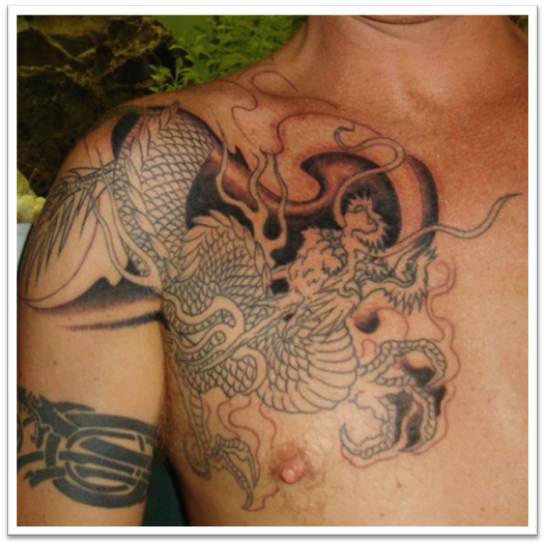 Men Tribal Tattoo Designs Dragon Shoulder and Chest Tattoo Design for Guys